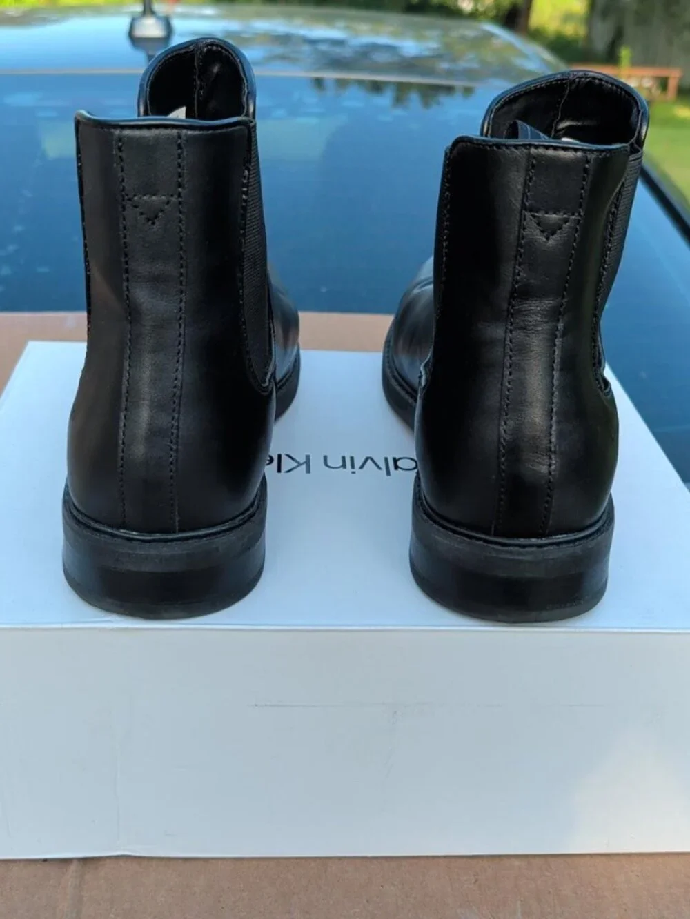 Calvin Klein Fenwick Men's Chelsea Boots Black Leather Size 10M